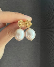 Load image into Gallery viewer, Rare Large Ivory Edison Pearl Floral Earrings