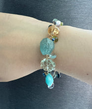 Load image into Gallery viewer, Dreams: Blue Gemstones 14KGF Charm Bracelet