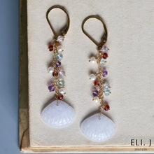 Load image into Gallery viewer, [EXCLUSIVE] Type A Burmese Lavender Jadeite Shells &amp; Gems 14KGF Earrings