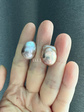 Load image into Gallery viewer, #5: Top Purple-Golden Rainbow Freshwater Baroque Pearl Earring Studs