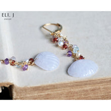Load image into Gallery viewer, [EXCLUSIVE] Type A Burmese Lavender Jadeite Shells &amp; Gems 14KGF Earrings