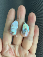 Load image into Gallery viewer, #1: Top Purple-Golden Rainbow Freshwater Baroque Pearl Earring Studs