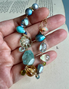 Dreams: Blue Gemstones 14KGF Charm Bracelet