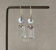 Load image into Gallery viewer, Silver Akoya Pearls, Clear Quartz, Gems 14kGF Earrings