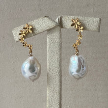 Load image into Gallery viewer, Ivory-Rainbow Pearls, Cascade Floral Gold Studs
