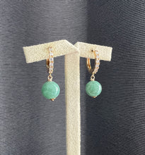 Load image into Gallery viewer, Small Apple Green Jade Balls on CZ Hoops