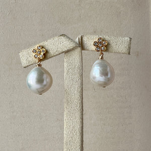 Ivory Pearls, Daisy 14kGF Earring Studs