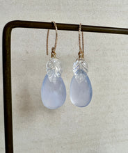Load image into Gallery viewer, AAA Natural Chalcedony, Rainbow Moonstone Leaves 14kGF Earrings