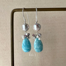 Load image into Gallery viewer, Larimar, Silver Akoya Pearls, Gems 925 Silver Earrings