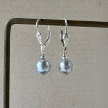 Load image into Gallery viewer, Silver-Blue Akoya Pearl 925 Silver Earrings