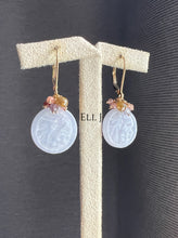 Load image into Gallery viewer, 18K SOLID GOLD: 福 Lavender Jade, Cognac Diamonds, Gems Earrings