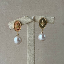 Load image into Gallery viewer, Ivory Round Pearls, Vintage Starburst Earring Studs
