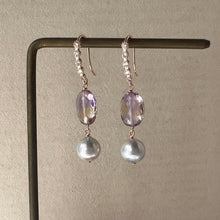 Load image into Gallery viewer, Silver Akoya, Ametrine 14kRGF Earrings