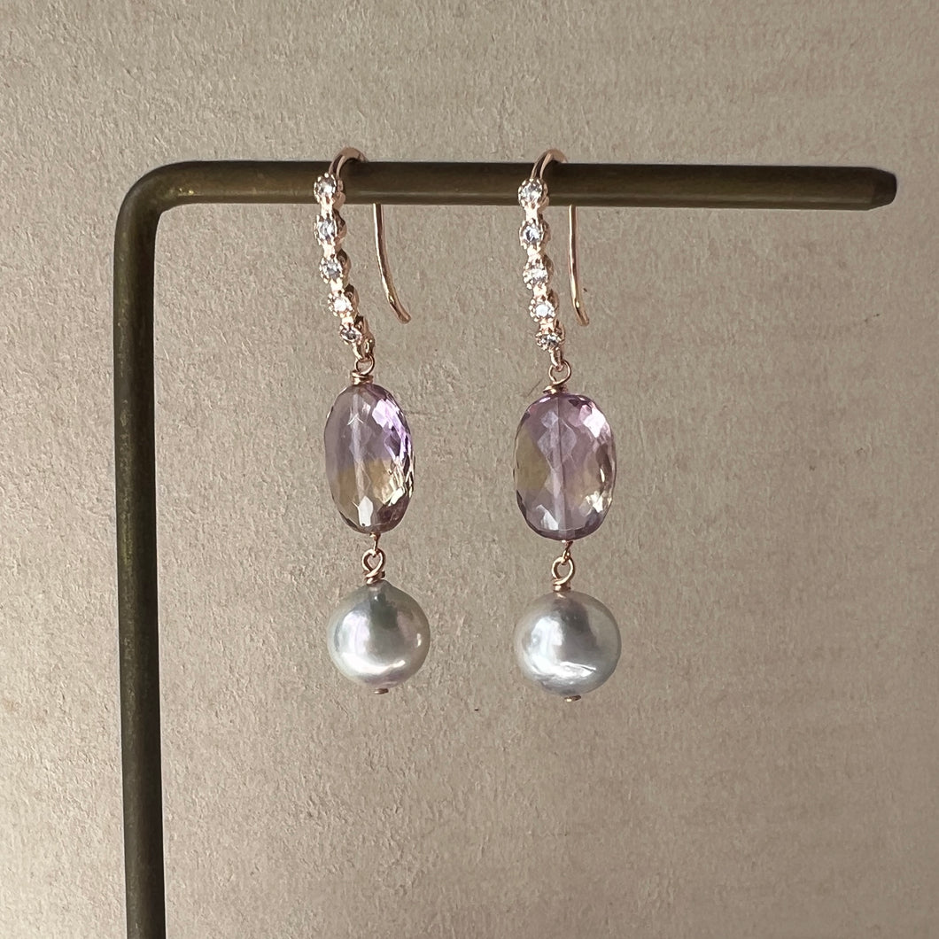 Silver Akoya, Ametrine 14kRGF Earrings