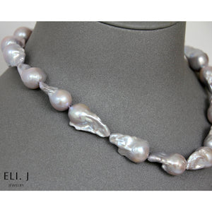 [Pre-Order] Top Quality Statement Silver Freshwater Baroque Pearl Necklace (with a twist!)