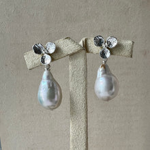 Load image into Gallery viewer, Large Drop Ivory Pearls Signature Floral Earring Studs