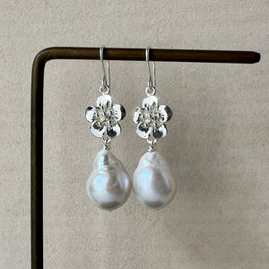 Ivory Drop Pearls, Sakura 925 silver Earrings