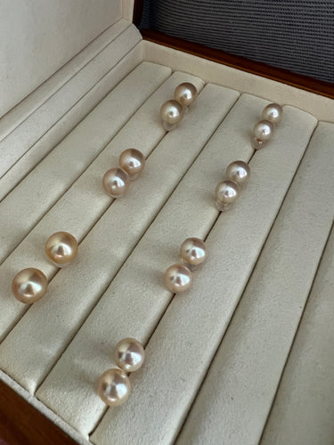 18K SOLID GOLD: Golden South Sea & Golden Akoya Pearl Earring Studs