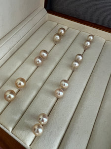 [18K SOLID GOLD] Golden South Sea & Golden Akoya Pearl Earring Studs