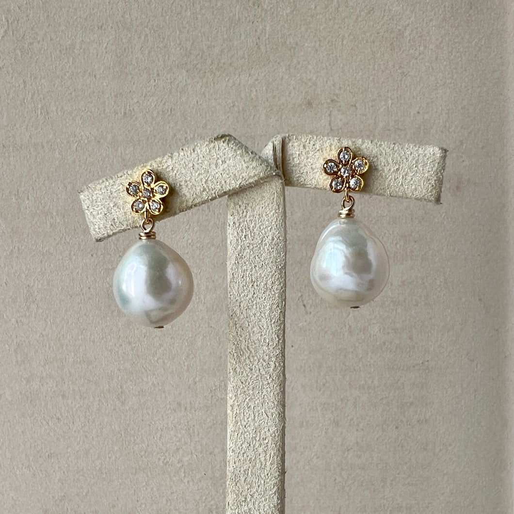 Ivory Pearls, Daisy 14kGF Earring Studs