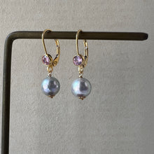 Load image into Gallery viewer, Silver-Blue-Pink Akoya Pearls 14kGF Earrings
