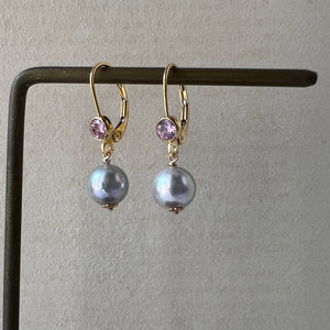 Silver-Blue-Pink Akoya Pearls 14kGF Earrings
