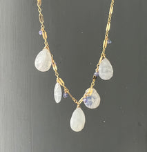 Load image into Gallery viewer, Rainbow Moonstone, Tanzanite 14kGF Necklace