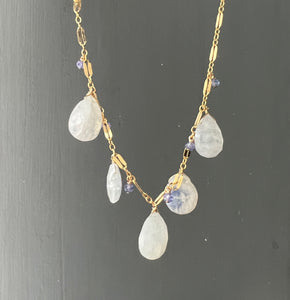 Rainbow Moonstone, Tanzanite 14kGF Necklace