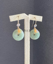 Load image into Gallery viewer, Apple Green Jade Donuts, Opal, 14KGF Earrings