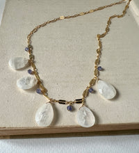 Load image into Gallery viewer, Rainbow Moonstone, Tanzanite 14kGF Necklace