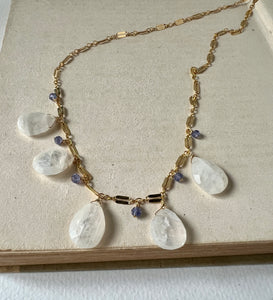 Rainbow Moonstone, Tanzanite 14kGF Necklace