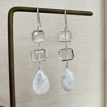 Load image into Gallery viewer, Rainbow Moonstone, Green Amethyst 925 Silver Earrings