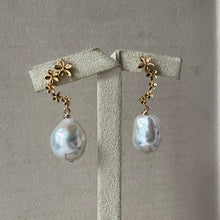 Load image into Gallery viewer, Ivory-Rainbow Pearls, Cascade Floral Gold Studs