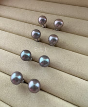 Load image into Gallery viewer, Silver Perfect-Round Freshwater 9-9.5mm Pearl Studs 925 Silver