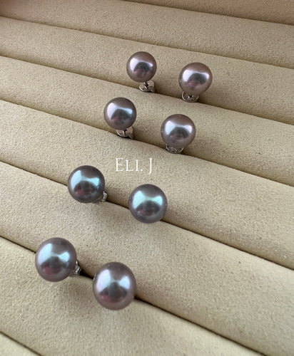 Silver Perfect-Round Freshwater 9-9.5mm Pearl Studs 925 Silver