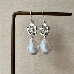 Ivory Drop Pearls, Sakura 925 silver Earrings