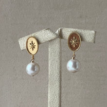 Load image into Gallery viewer, Ivory Round Pearls, Vintage Starburst Earring Studs