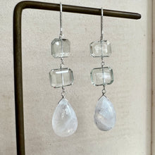Load image into Gallery viewer, Rainbow Moonstone, Green Amethyst 925 Silver Earrings