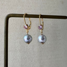 Load image into Gallery viewer, Silver-Blue-Pink Akoya Pearls 14kGF Earrings