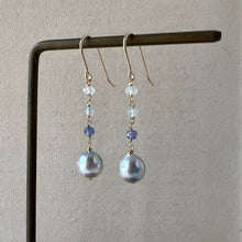 Load image into Gallery viewer, Silver Akoya Pearls &amp; Gems 14kGF Dangle Earrings