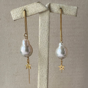 Ivory Pearls & Stars 14kGF Threader Earrings
