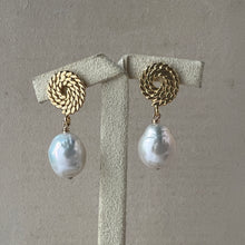 Load image into Gallery viewer, Ivory Pearls, Rope Gold Earring Studs