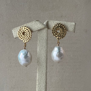 Ivory Pearls, Rope Gold Earring Studs