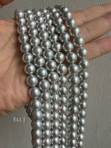 Japanese Silver-Blue Akoya Pearls ROUND 8-8.5mm Necklace