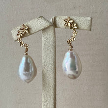 Load image into Gallery viewer, Large Ivory Drop Pearls, Floral Cascade Earring Studs