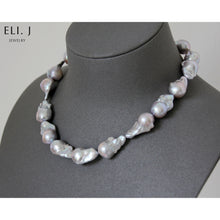 Load image into Gallery viewer, [Pre-Order] Top Quality Statement Silver Freshwater Baroque Pearl Necklace (with a twist!)