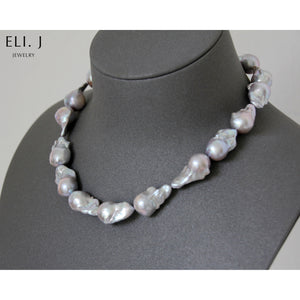 [Pre-Order] Top Quality Statement Silver Freshwater Baroque Pearl Necklace (with a twist!)
