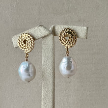 Load image into Gallery viewer, Ivory Pearls, Rope Gold Earring Studs