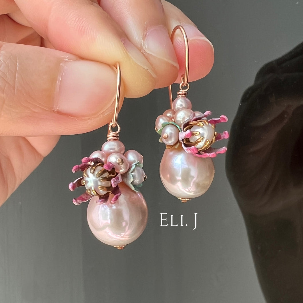 Peony & Pearls 14kRGF Earrings