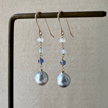 Load image into Gallery viewer, Silver Akoya Pearls &amp; Gems 14kGF Dangle Earrings
